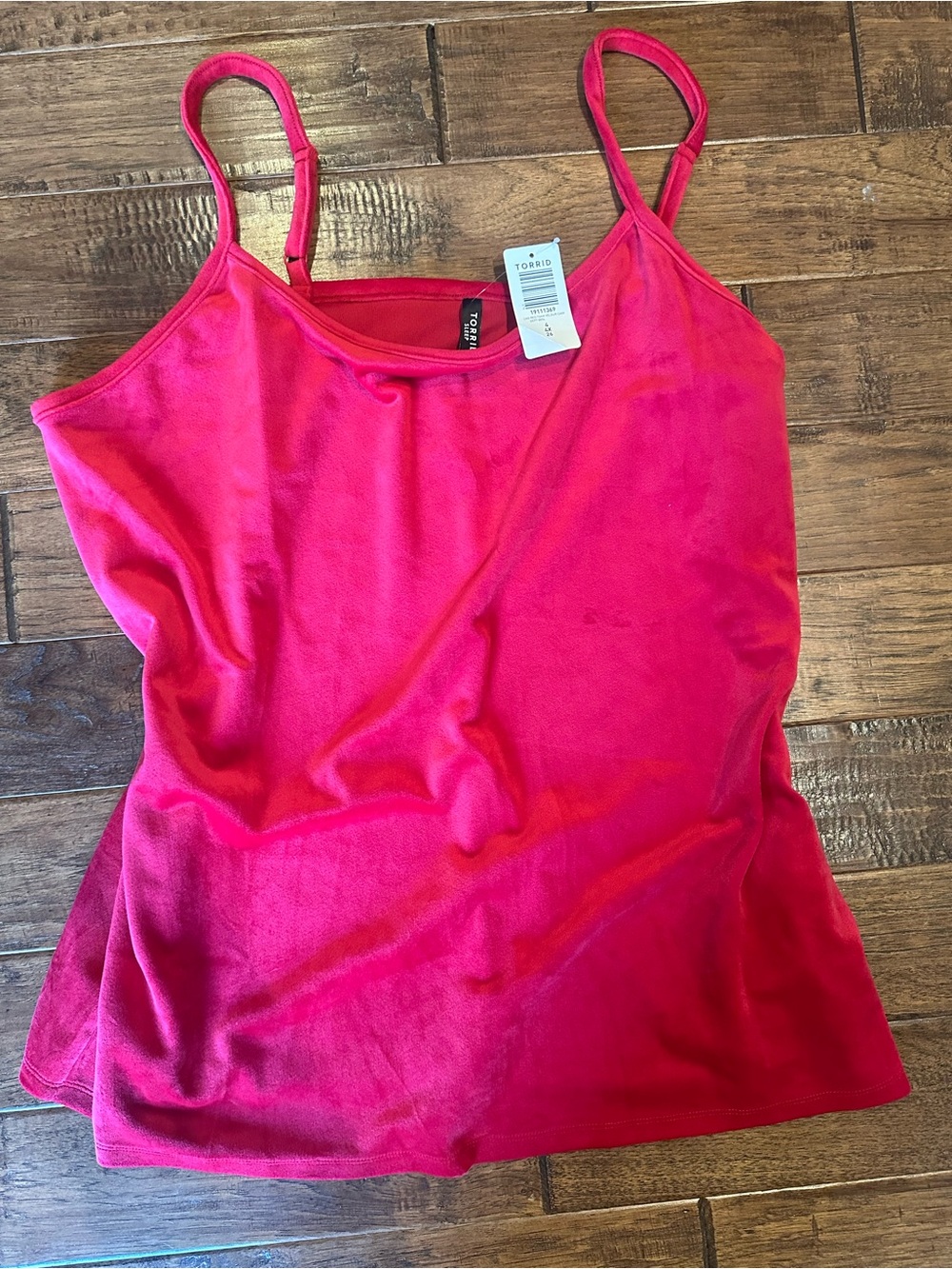 torrid Bright Red Velvet Cami with Slim Straps